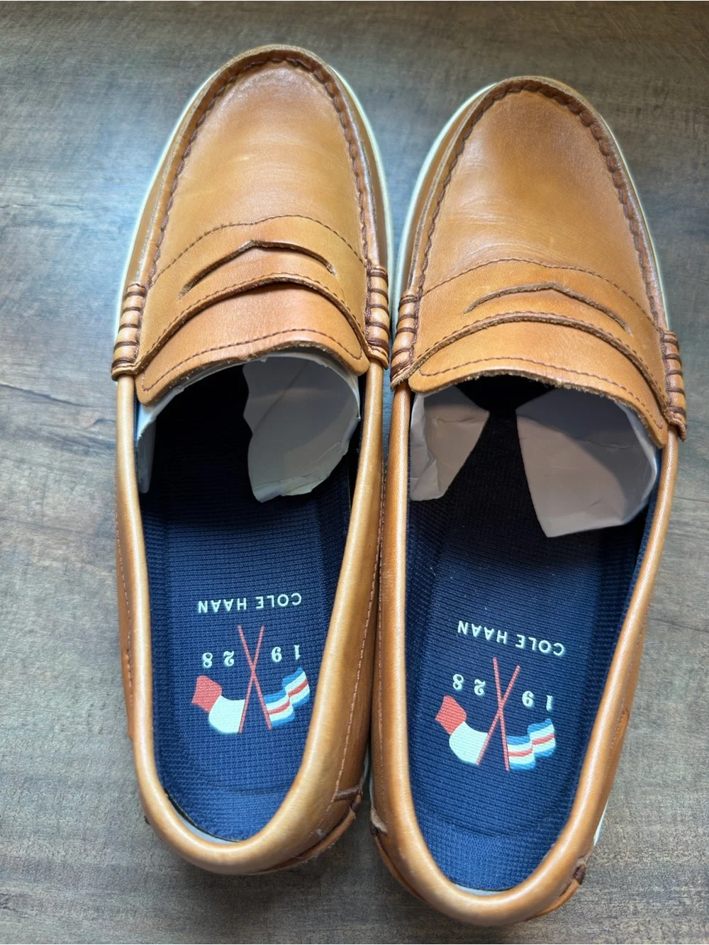 Cole Haan Men's Brown Leather Penny Loafer Slip-On Round Toe Shoes US 10 M